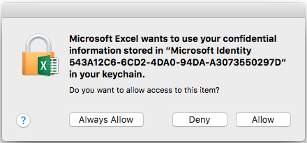 remove login for excel on mac